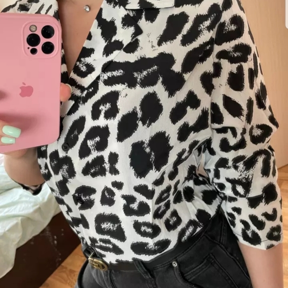 LEOPARD PRINT LONG SLEEVE BLOUSE - Picture 6 of 6